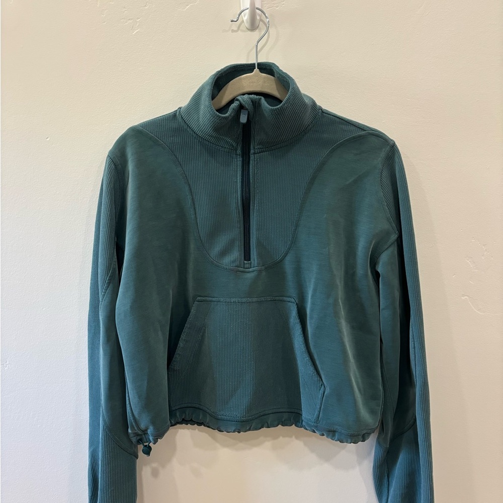lululemon athletica Teal Quarter-Zip Cropped Pullover